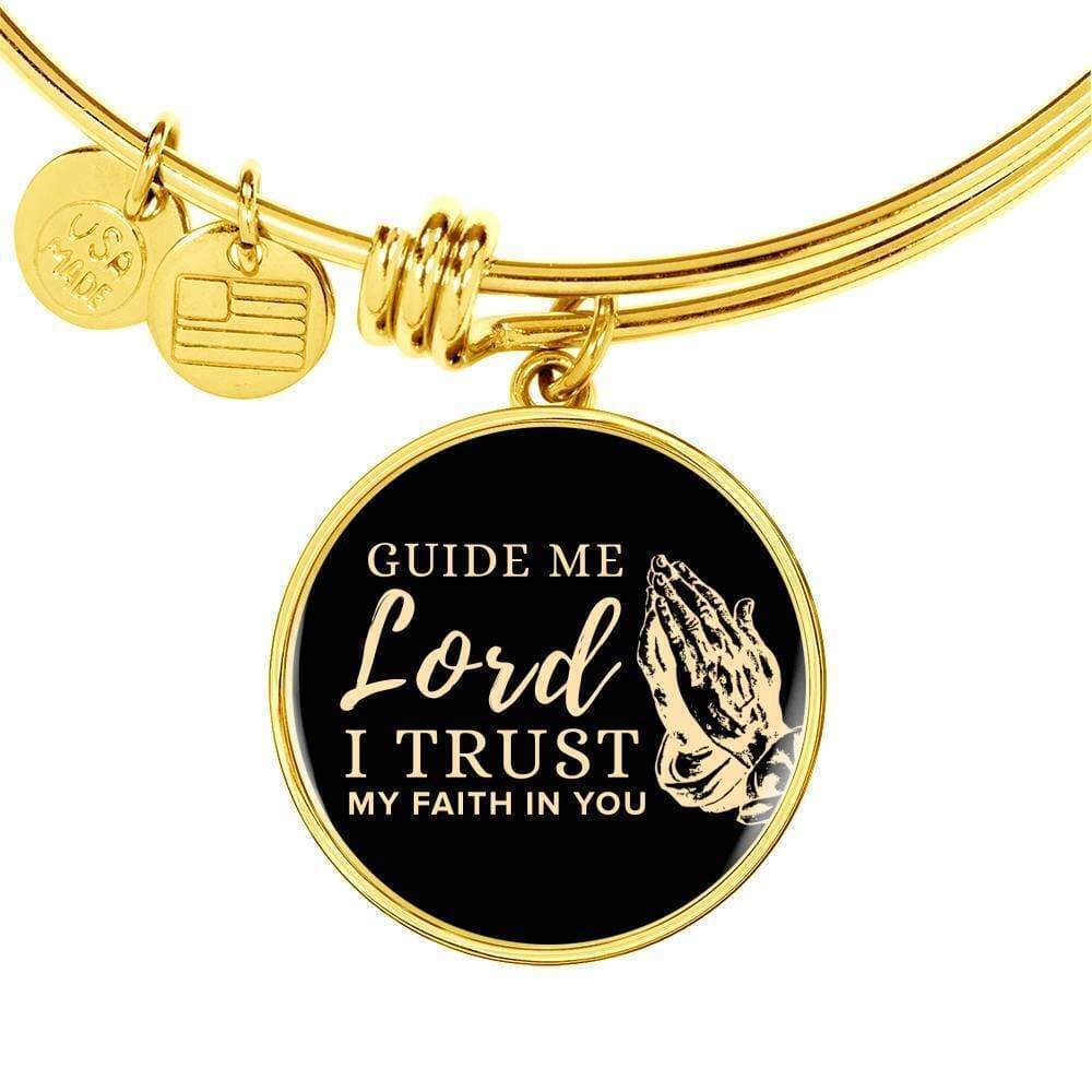 Guide Me Lord Personalized Engraved Gold Circle Bangle Bracelet Custom Name